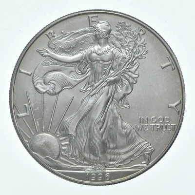Better Date 1996 American Silver Eagle 1 onça troy .999 prata fina *763 - Imagem 1 de 3