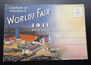 Vintage 1933 Chicago Weltausstellung Leinen unbenutzt Klapppostkarte, D2224, 20 Bilder - Bild 1 von 14