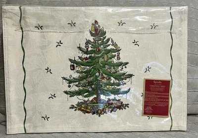 NEW Set of 4 SPODE Christmas Tree Cotton Blend Placemats 13"x19" - Image 1 of 4