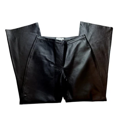 Pantalones de cuero para mujer talla 12 negros pierna ancha forrados marca Spiegel motociclista Foto 1 de 4