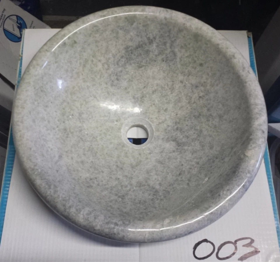Suneli Light Green Lip Round Stone Lavatory Sink Bathroom Vessel Bowl SV-203-L - Image 1 of 4