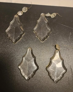 Lot of 4 Prisms Chandelier Crystal Pendants Glass, reclaimed, CHIPPED, READ - Picture 1 of 8