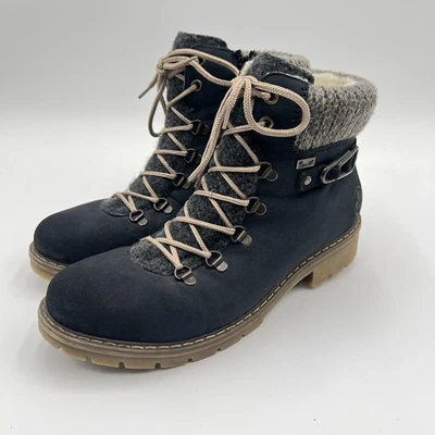 Bota Rieker Mujer Sabrina 31 Azul Marino Lana de Cordero Talla 40 US-9 Cuero Nubuck Impermeable Foto 1 de 4