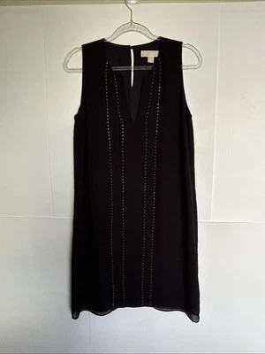 Vestido Michael Kors Negro Decorado con Estrás Sin Mangas Talla M Nuevo con Etiquetas Foto 1 de 4
