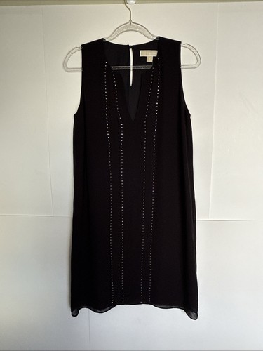 Abito Michael Kors nero decorato con strass senza maniche taglia M nuovo con etichetta