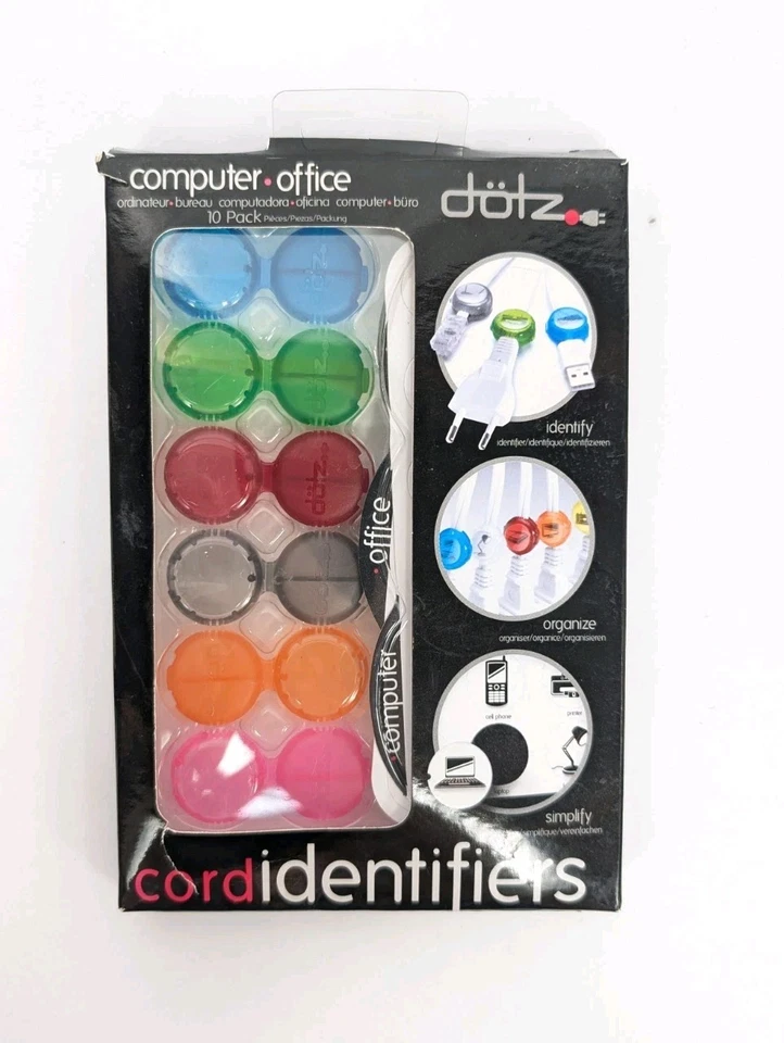 Dotz Colored Cord Identifiers Computer Office Label Icons 10 Pairs  - Image 1 of 3
