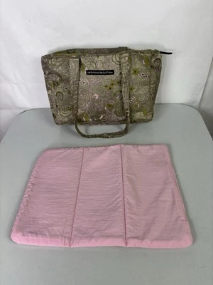 Petunia Pickle Bottom Pink/Green Paisley Floral Purse Diaper Bag with Change Pad - Image 1 of 4