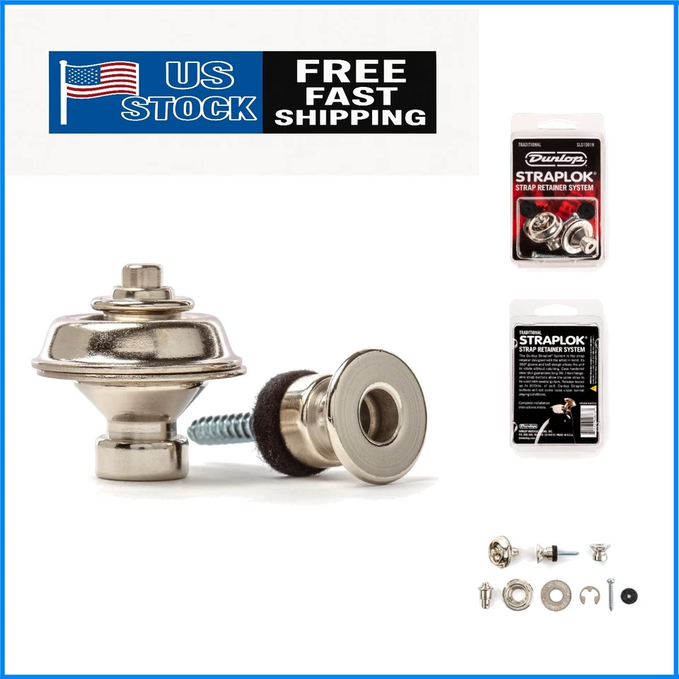 Sistema de bloqueo de correa de guitarra acústica de níquel Straplok - Solución de seguridad de 2 piezas Foto 1 de 4