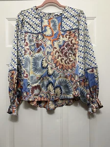 Blusa FATE Mujer GEOMÉTRICA Talla Pequeña Mangas Largas Globo Boho Officecore - Imagen 1 de 9