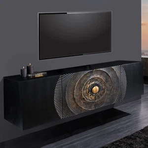 Hängendes Sideboard GOLDEN SUNSET 180cm schwarz gold massiv Mangoholz handmade - Bild 1 von 11