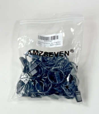 AMZSEVEN 44 Pack Metal 1" Curtain Rings Clips Hangers Drapery With Rings Black - Image 1 of 2
