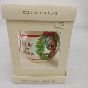 1978 Hallmark Tree-Trimmer Collection "Jolly Holly-Daying" Satin Ball Ornament  - Picture 1 of 9