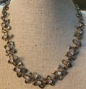 MG Signed Sterling Silver Pink Flower Necklace 45 Grams 16” - Picture 1 of 9