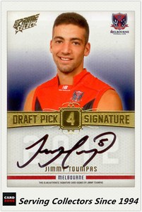 2013 Select AFL Prime Draft Pick Signature Card DPS4 Jimmy Toumpas (Melbourne)