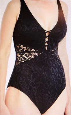 Traje de baño PROFILE by Gottex de una pieza negro encaje Shalimar talla 22W  Foto 1 de 4