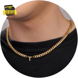 Collar inicial para hombre con letras collar cadena con inicial para hombre joyería plata - Imagen 1 de 7