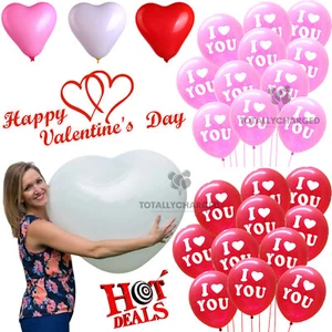 "Globos de corazón HELIO o AIRE Boda Aniversario Fecha Noche Regalo Lámina Rojo 12" - Imagen 1 de 17