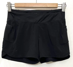 250060 Girls L 12 ATHLETA 705879 Record Breaker 3" Black Brief Lined Shorts EUC - Picture 1 of 4