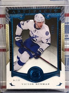 2015-16 UPPER DECK ARTIFACTS VICTOR HEDMAN, #45, SAPPHIRE, SERIAL #42/85, BOLTS