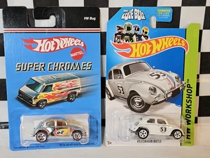HOT WHEELS SUPER CHROMES VOLKSWAGEN BEETLE VW BUG Herbie the Love Bug workshop - Picture 1 of 11