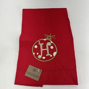Christmas Holiday Initial H Letter Monogrammed Kitchen Towel 22"x14” Red - Picture 1 of 4