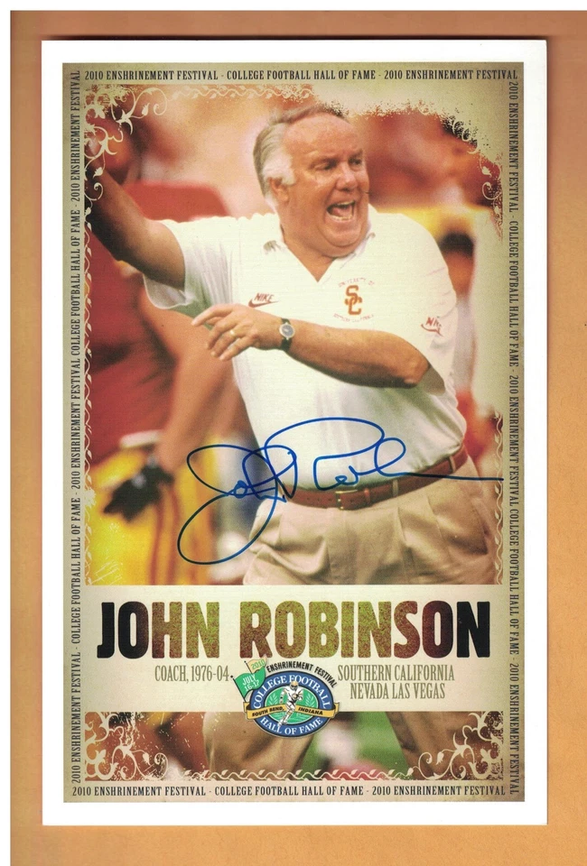 John Robinson AUTOGRAPHED COLLEGE FOOTBALL HOF PHOTO SIGNED USC TROJANS - Image 1 of 1