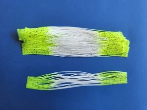10 Silicone Tabs, White/Chart Tip T213  Fishing Lure Spinnerbait Tackle material - Picture 1 of 1