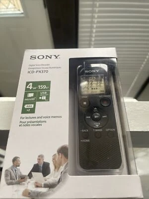 Sony ICD-PX370 Black USB 4 GB 159 Hrs USB Direct Digital Voice Recorder - SEALED - Image 1 of 2