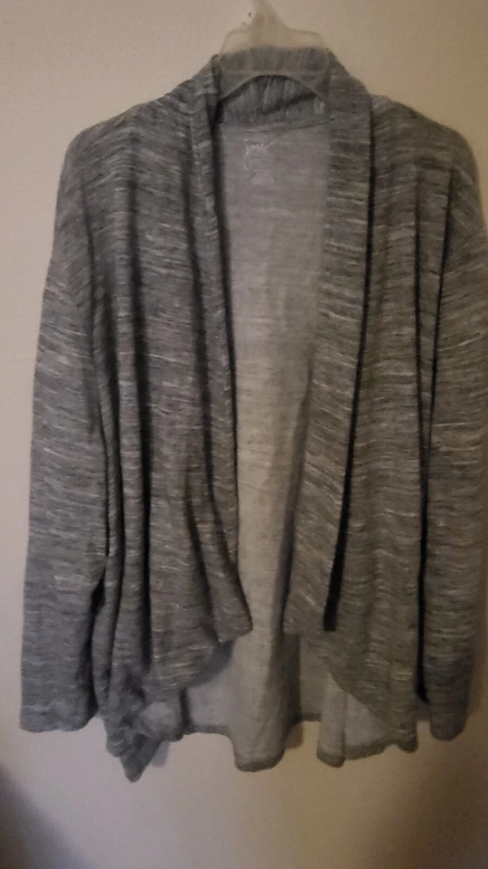Cárdigan abierto JMS para mujer 4X negro gris jaspeado 36 L 29 en la parte delantera del pecho Pit To Foto 1 de 4
