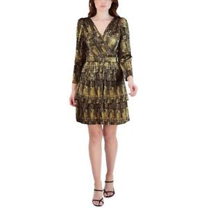BCBGeneration Womens Metallic Mini A-Line Cocktail and Party Dress BHFO 5544