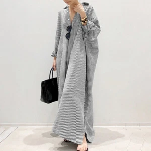 Women Long Sleeve Summer Shirt Dresses Kaftan Ladies Loose Baggy Maxi Dress - Picture 1 of 10
