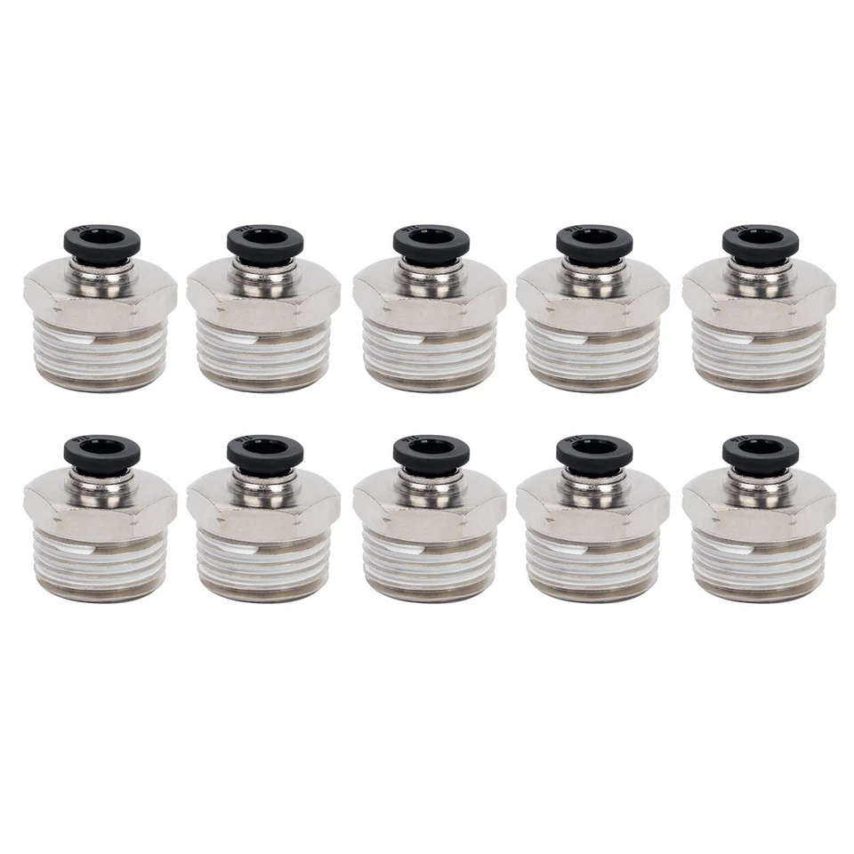 Pneumatic 1/4 OD Tube x 1/2 NPT Male Connector Air Push to Connect Fitting 10Pcs - Image 1 of 4