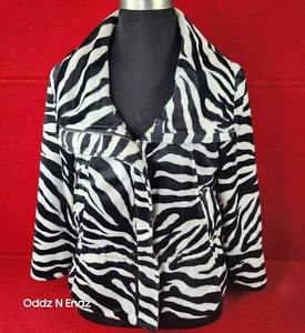 Chaus Zebra Print Womens Faux Fur Jacket By Chaus Size M - Picture 1 of 9