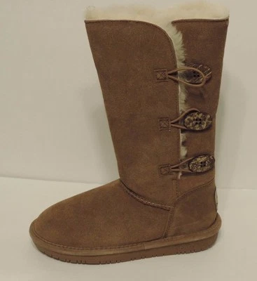 New BEARPAW Lauren Cold Weather Fur Boots 5 lining hickory sheepskin wool lining - Image 1 of 4