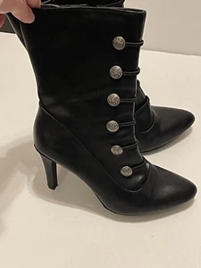 Botas de mujer Rialto negras de cuero sintético talla 6M ¡Apenas desgastadas! - Imagen 1 de 17