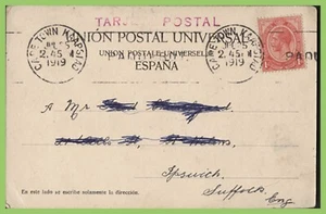 South Africa 1919 'Las Palmas' postcard with Cape Town Paquetbot cancel - Imagen 1 de 2