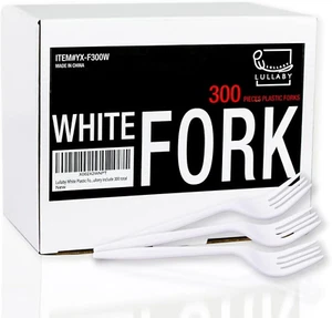 300 Pack White Plastic Forks Bulk, 6.4" Medium Forks Plastic Disposable, Perfect - Picture 1 of 7