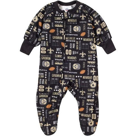 NFL New Orleans Saints Allover Print Blanket Pajamas Sleeper, 3T Black/Gold Cover