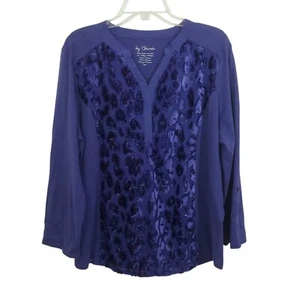 Chico's Burnout Velvet Top Purple Plumage NWT Size Large Dressy Boho - Picture 1 of 12
