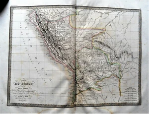 1827 Original Gravur: KARTE VON PERU (PERU) UND HAUTE PERU (PERU). M.LAPIE - Bild 1 von 3