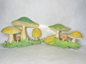 Vtg 1970s Dart Retro Boho 2 Piece Set Mushroom Frog Plastic Wall Hanging Art - Picture 1 of 10