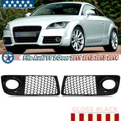 Bisel de rejilla antiniebla parachoques delantero negro brillante nido de abeja para Audi TT 2011-2014 Foto 1 de 4