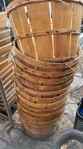 Vintage Wooden Wire Handled Bushel Basket Cover