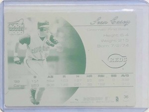 1/1 SEAN CASEY 2000 PACIFIC AURORA CARD PRINTING PLATE CINCINNATI REDS 1 OF 1