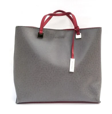 Ivanka Trump Cartera Bolso de Mano Gris, Borde Rojo, Forro Patrón Dorado Foto 1 de 4