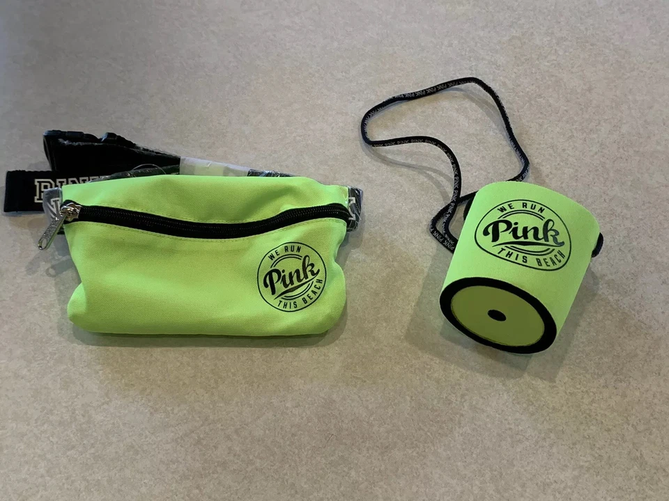 Victoria's Secret Pink Fanny Pack Waist Bag Neon Yellow We Run This Beach