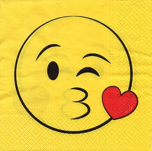 4 lose Servietten Motivservietten Serviettentechnik Emotion Kuss Smilie (1360) - Picture 1 of 1