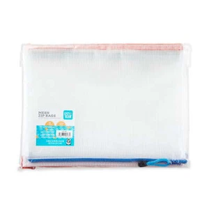 Letter Size Mesh Zipper Bags, Soft EVA Material, Clear Pocket Folders, 6 Count - Picture 1 of 4