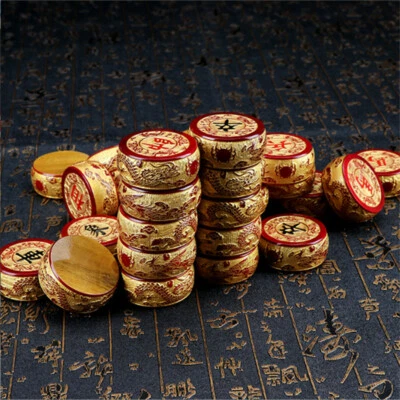 Chinese Chess Luxury Golden Phoebe Wooden Dragon Carving Gilded 58mm Size Set - Image 1 of 4