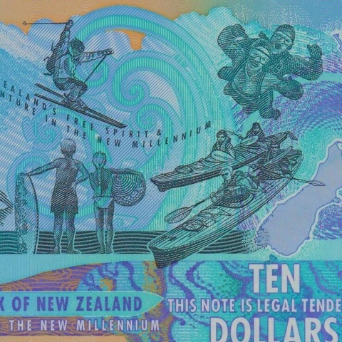 🇳🇿 New Zealand 10 Dollars 2000. Polymer. Low RED SN#. P.190b. Crisp Gem UNC Cover